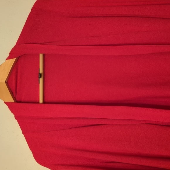 Talbots Red Open Linen Mix Ted Cardigan XL Office Career Casual Wear Minimalist - Picture 2 of 7